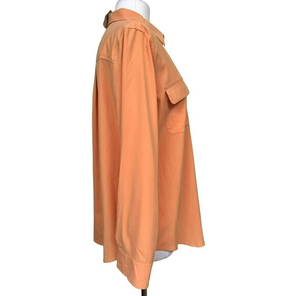 Chicos Button Up Apricot Modal Blend Long Sleeve Shirt Sz 2 US 12 14 Pockets NEW - Picture 3 of 6